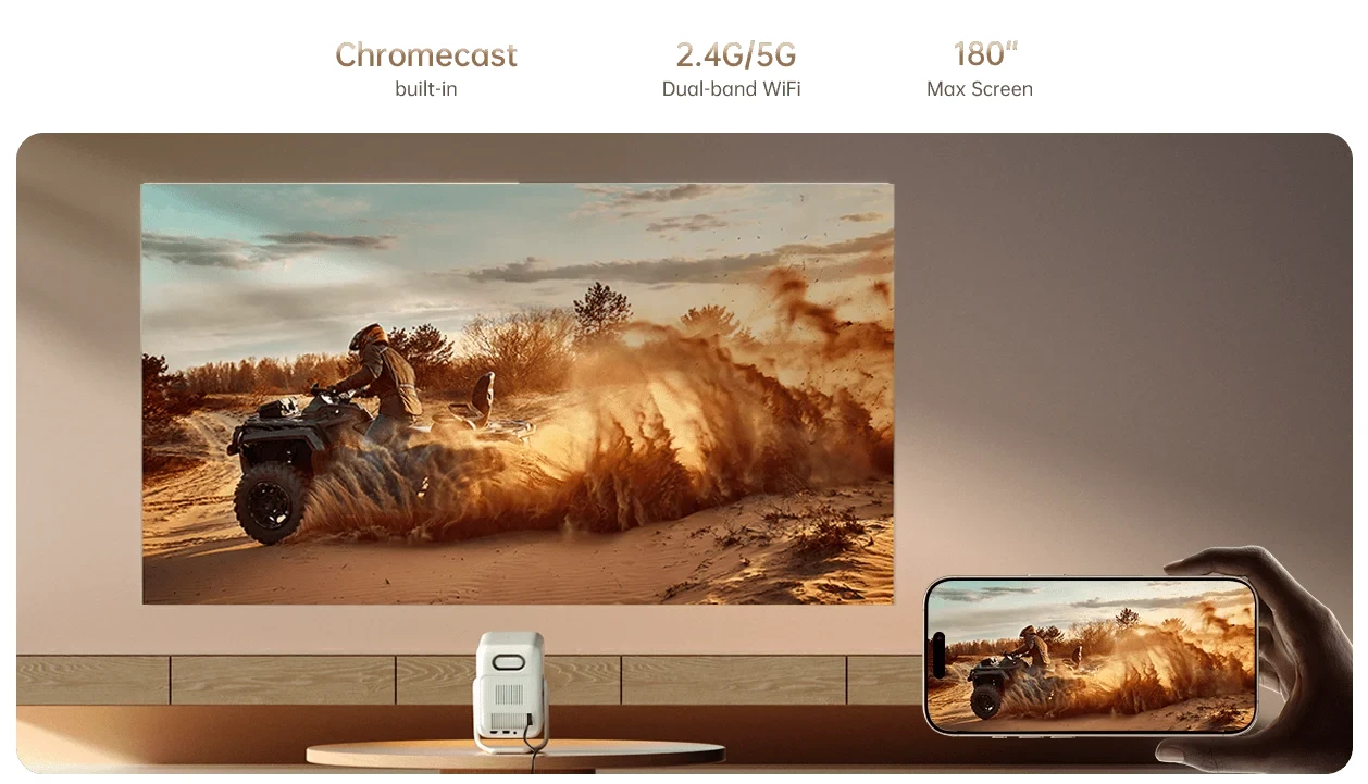 Wanbo преносим смарт проектор Portable Smart Projector - T2 Ultra - White, 500 ANSI, Android TV 11 OS