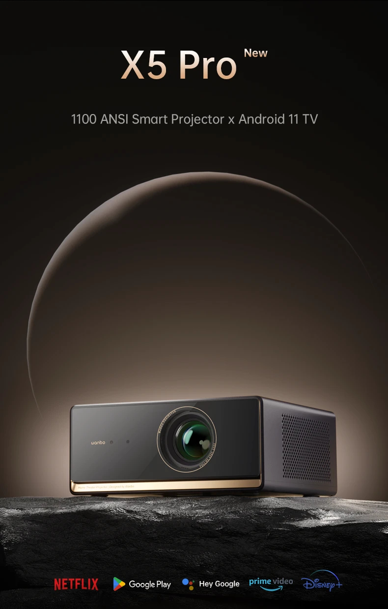 Wanbo преносим смарт проектор Portable Smart Projector - X5 Pro - Dark Blue, 4K, 1100 ANSI, HDR10, Google TV,