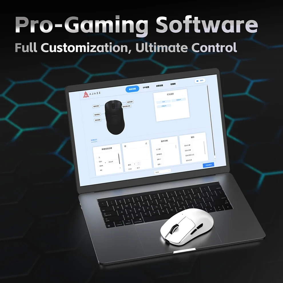 Ajazz професионална геймърска мишка AJ159 V2 MC - Wireless Gaming Mouse - 1K, Magnetic Charging Dock, Black