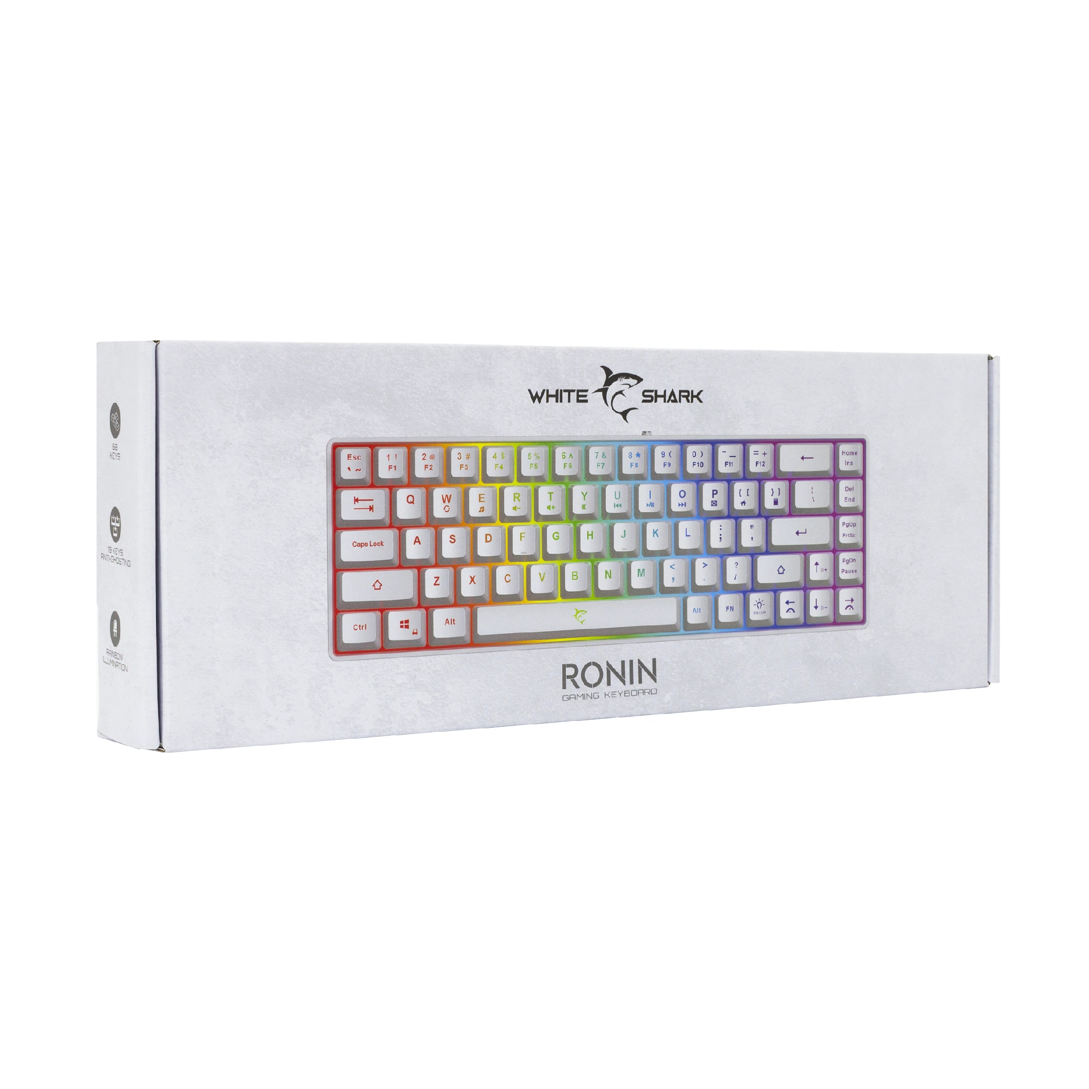 White Shark геймърска клавиатура Gaming Keyboard RONIN - Membrane Switches (English US), White