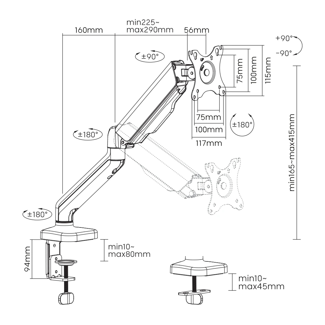 SBOX Стойка за монитор за бюро Desk Mount Monitor - LCD-S012-3