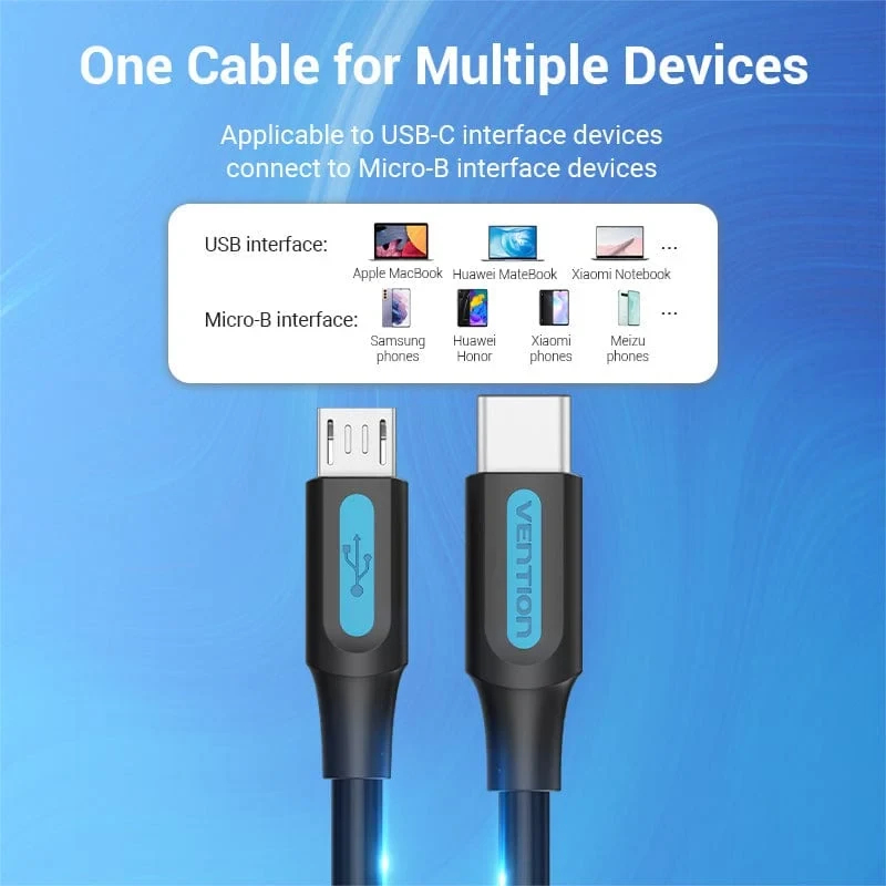 Vention Кабел USB 2.0 C M / Micro-B USB M 0.5m - COVBD