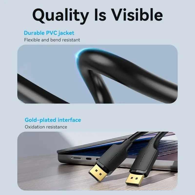 Vention Кабел Cable - Display Port v1.2 DP M / M Black 4K 1M - HAKBF