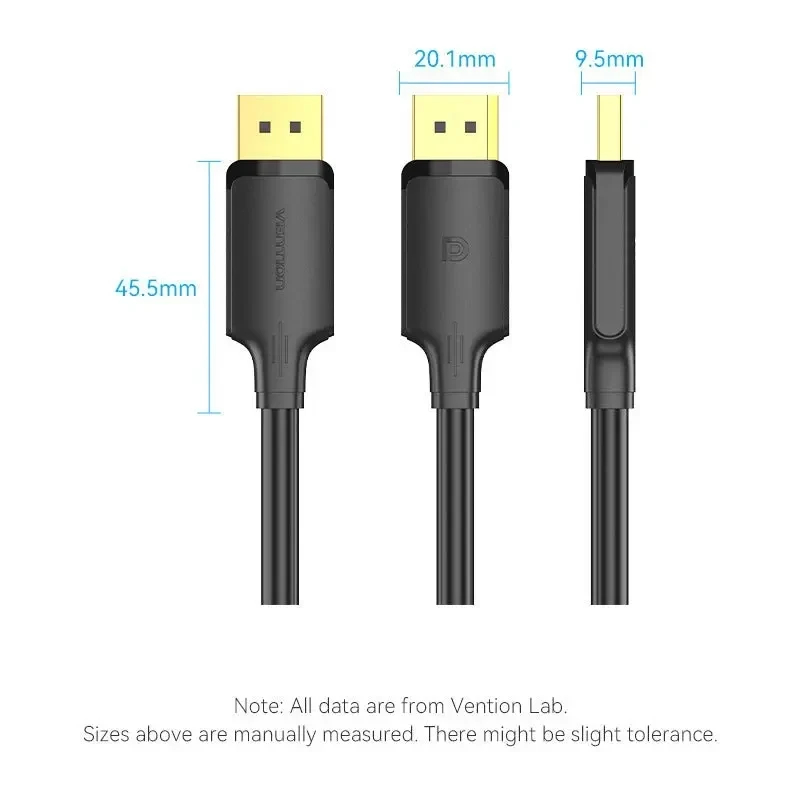 Vention Кабел Cable - Display Port v1.2 DP M / M Black 4K 3.0M - HAKBI