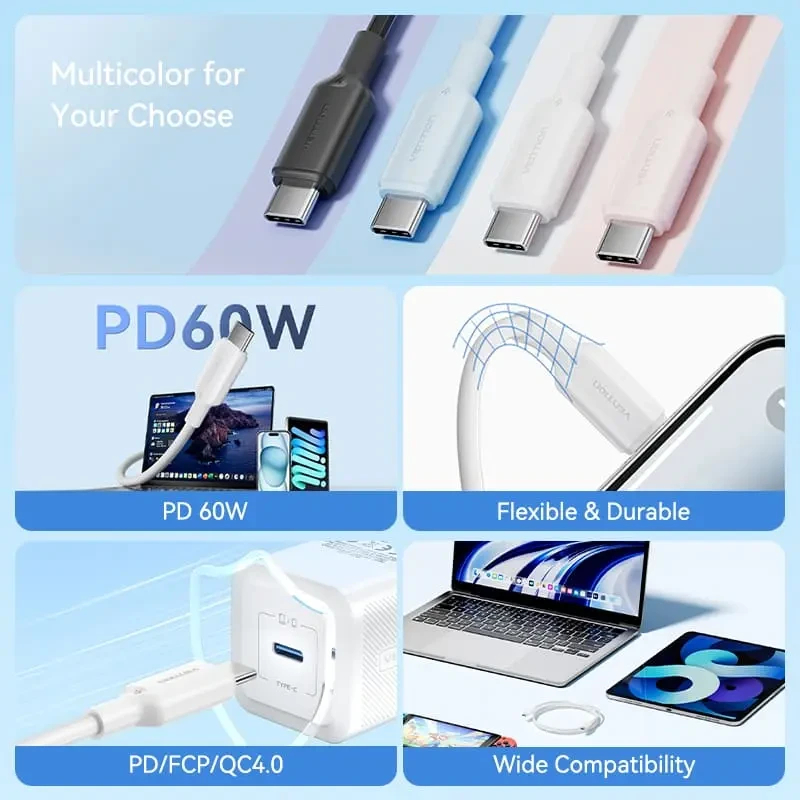 Vention Кабел USB 2.0 C M / USB-C M 1.0m Black - TRCBF