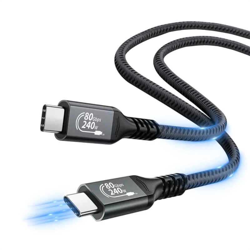VCom кабел Cable Thunderbolt 5 / USB4 - USB-C 80Gbps PD240W 0.6m Black - CU584M-0.6m