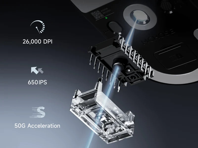 MCHOSE професионална геймърска мишка A5 V3 Black - Ultralight 8K Wireless Mouse, Omron Mechanical Switches