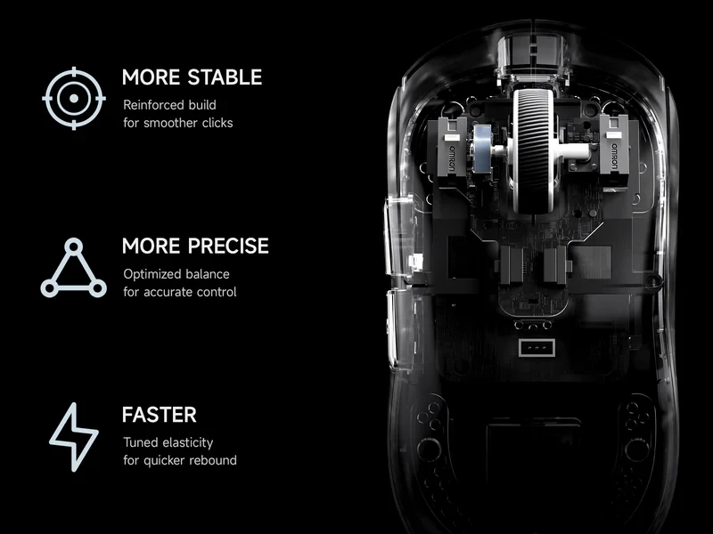 MCHOSE професионална геймърска мишка A5 V3 Black - Ultralight 8K Wireless Mouse, Omron Mechanical Switches