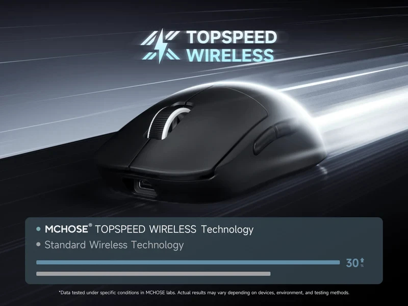 MCHOSE професионална геймърска мишка A5 V3 Black - Ultralight 8K Wireless Mouse, Omron Mechanical Switches