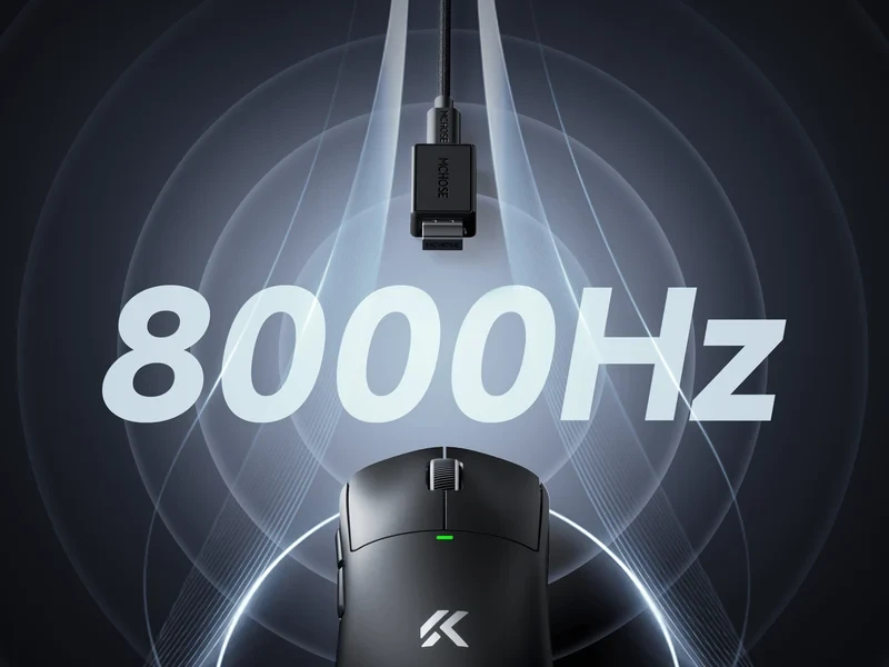 MCHOSE професионална геймърска мишка A5 V3 Black - Ultralight 8K Wireless Mouse, Omron Mechanical Switches