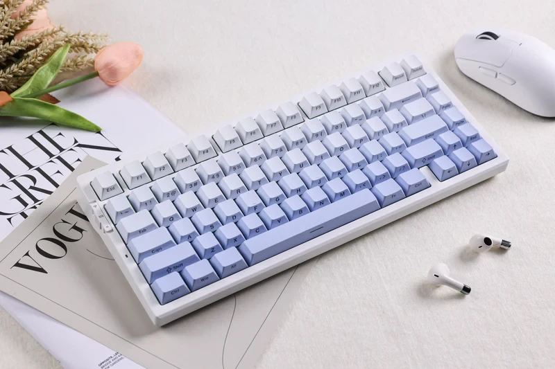 MCHOSE геймърска механична клавиатура Wireless Gaming Mechanical Keyboard G75 Pro - Tofu Switch v2 [Linear] (English US), Blue Cabbage
