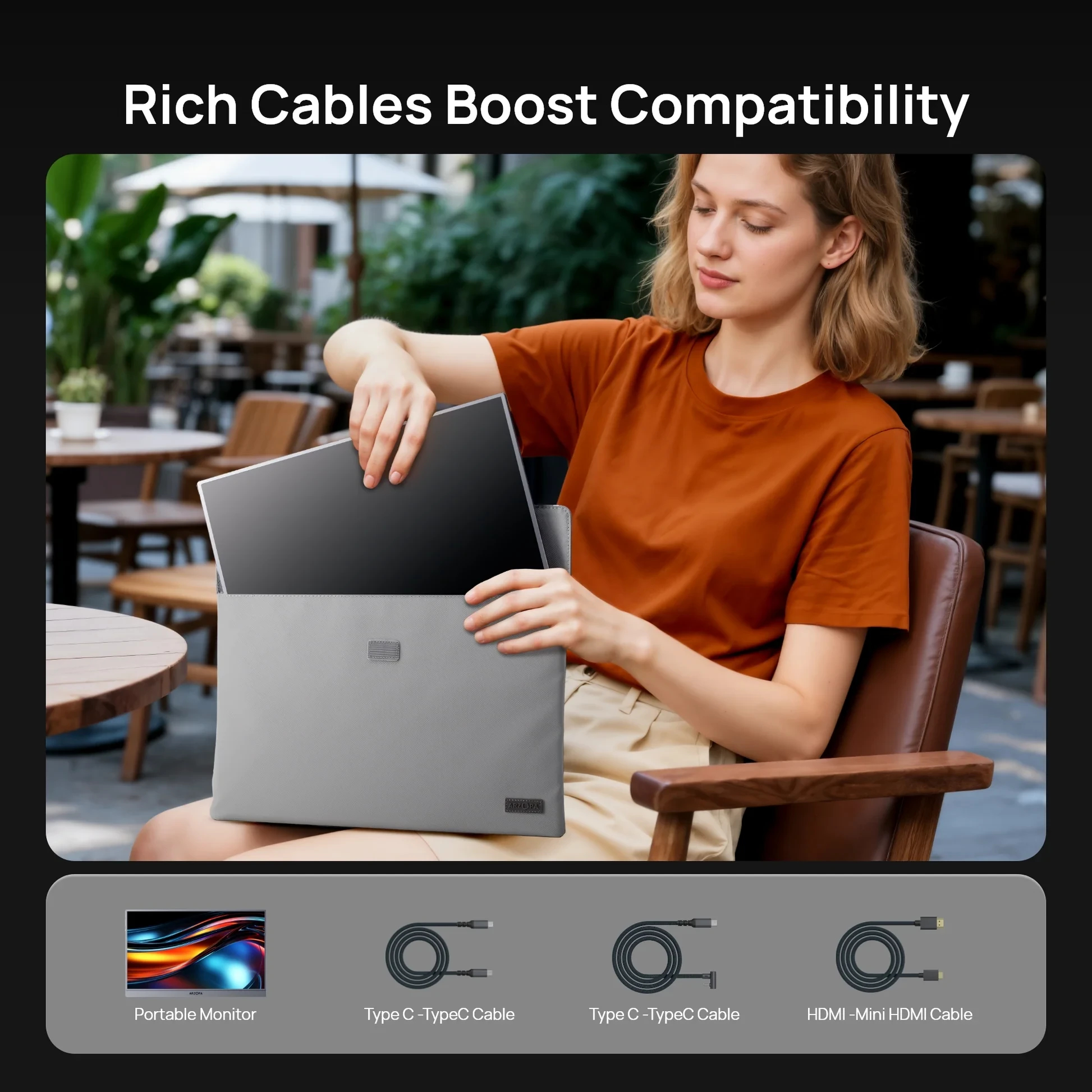 Arzopa преносим монитор Portable Monitor - Z1C - 16.1", 60Hz, IPS, Grey