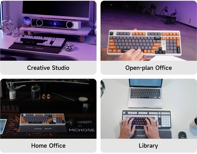 MCHOSE геймърска механична клавиатура Wireless Gaming Mechanical Keyboard UT98 Classic Therapy - Silent Peach V3 Switch [Linear] (English US)