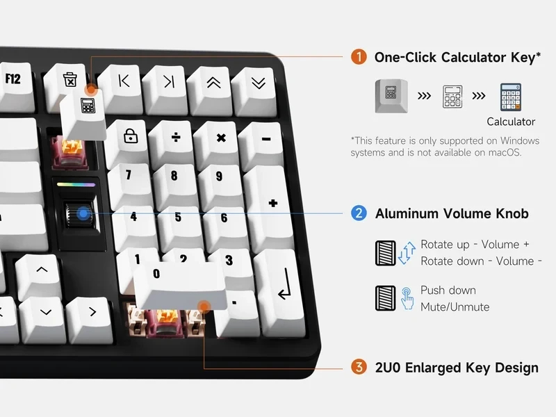 MCHOSE геймърска механична клавиатура Wireless Gaming Mechanical Keyboard UT98 Classic Therapy - Silent Peach V3 Switch [Linear] (English US)