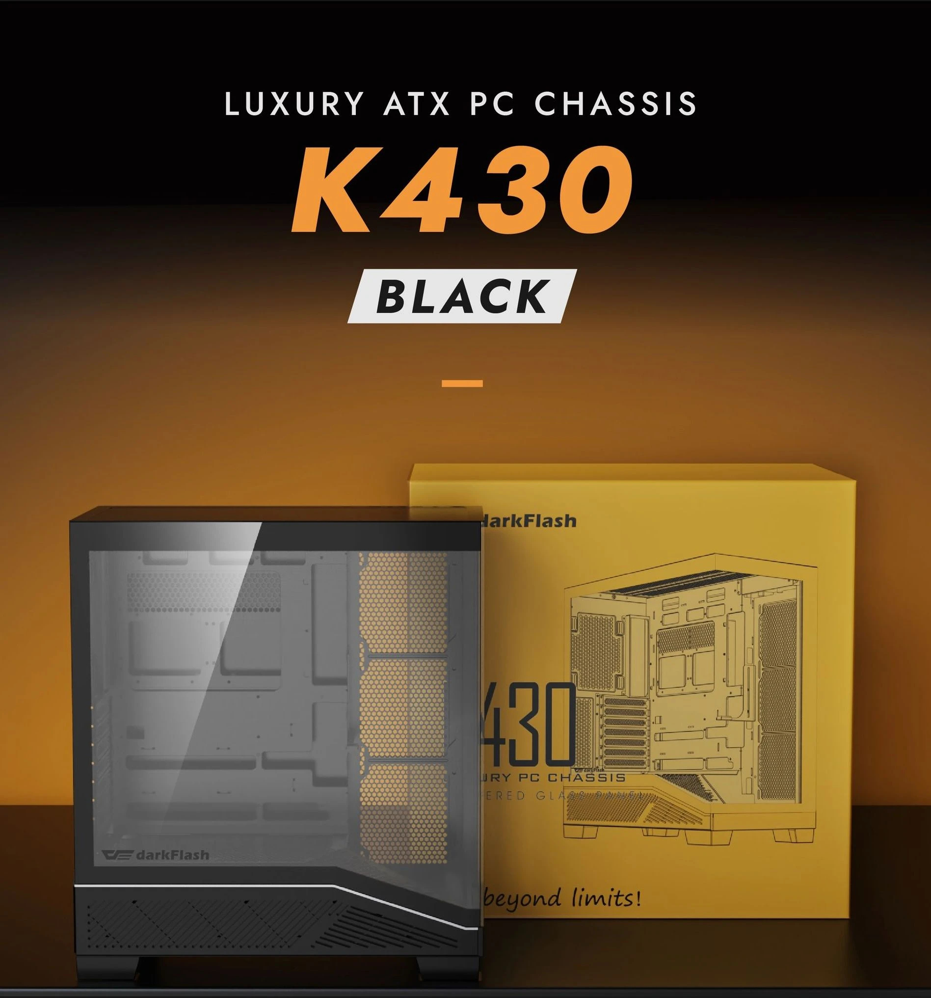 Darkflash кутия Case ATX - K430 Black - 6 x 120 mm A-RGB fans included, USB-C