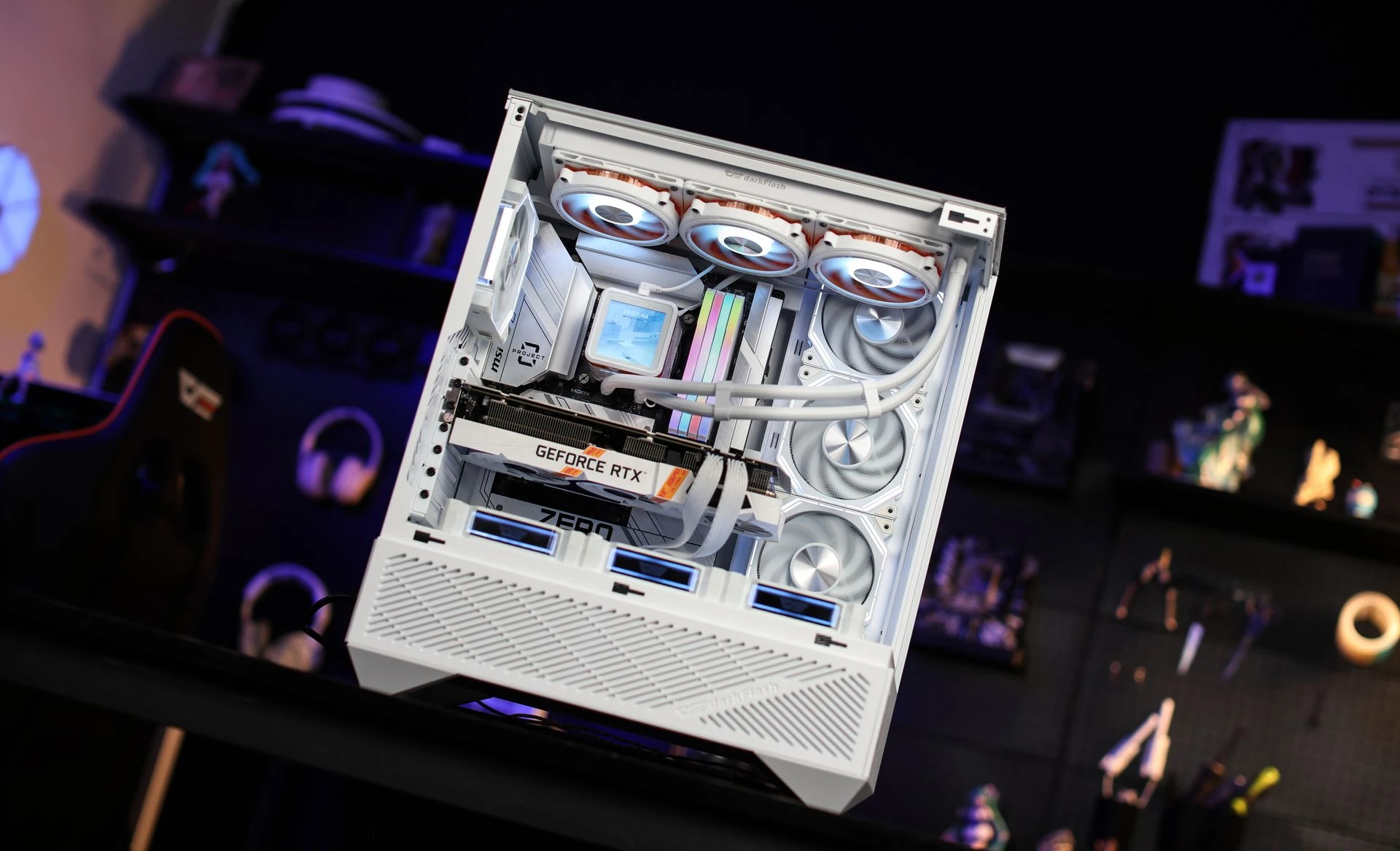 Darkflash кутия Case ATX - DY460 White - 4 x 120 mm A-RGB fans included, USB-C