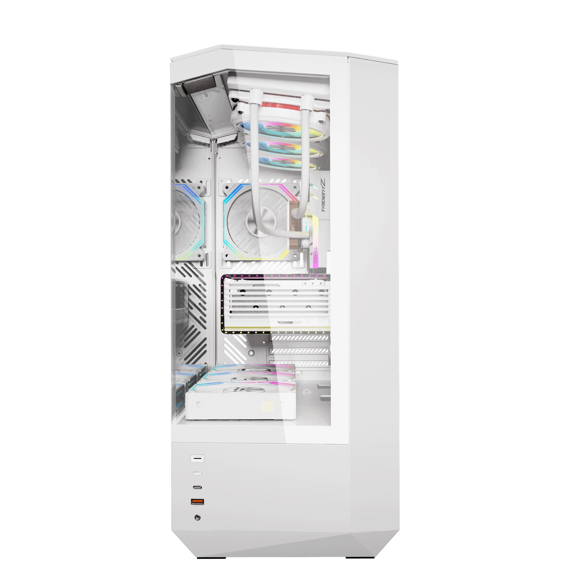 Darkflash кутия Case ATX - DY460 White - 4 x 120 mm A-RGB fans included, USB-C