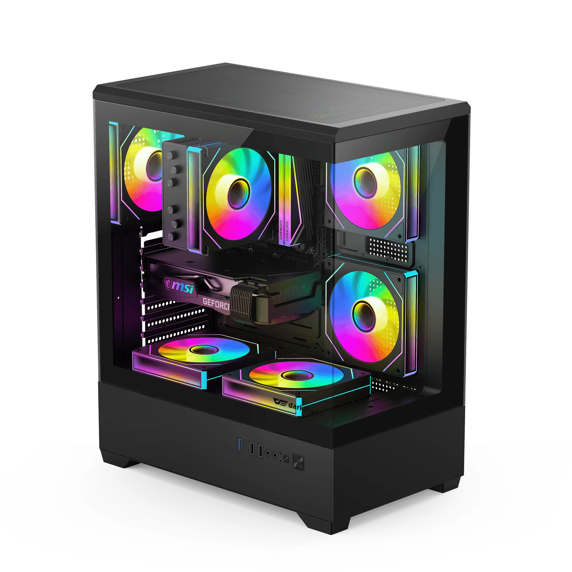 Aigo кутия Case ATX - C365 Black - 3 x 120 mm A-RGB fans included