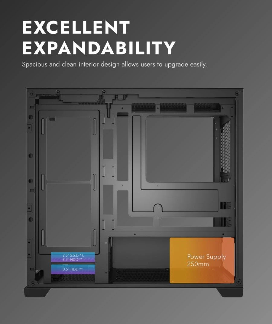 Darkflash кутия Case mATX - DS900M White - 6 x 120 mm Infinity Mirror A-RGB