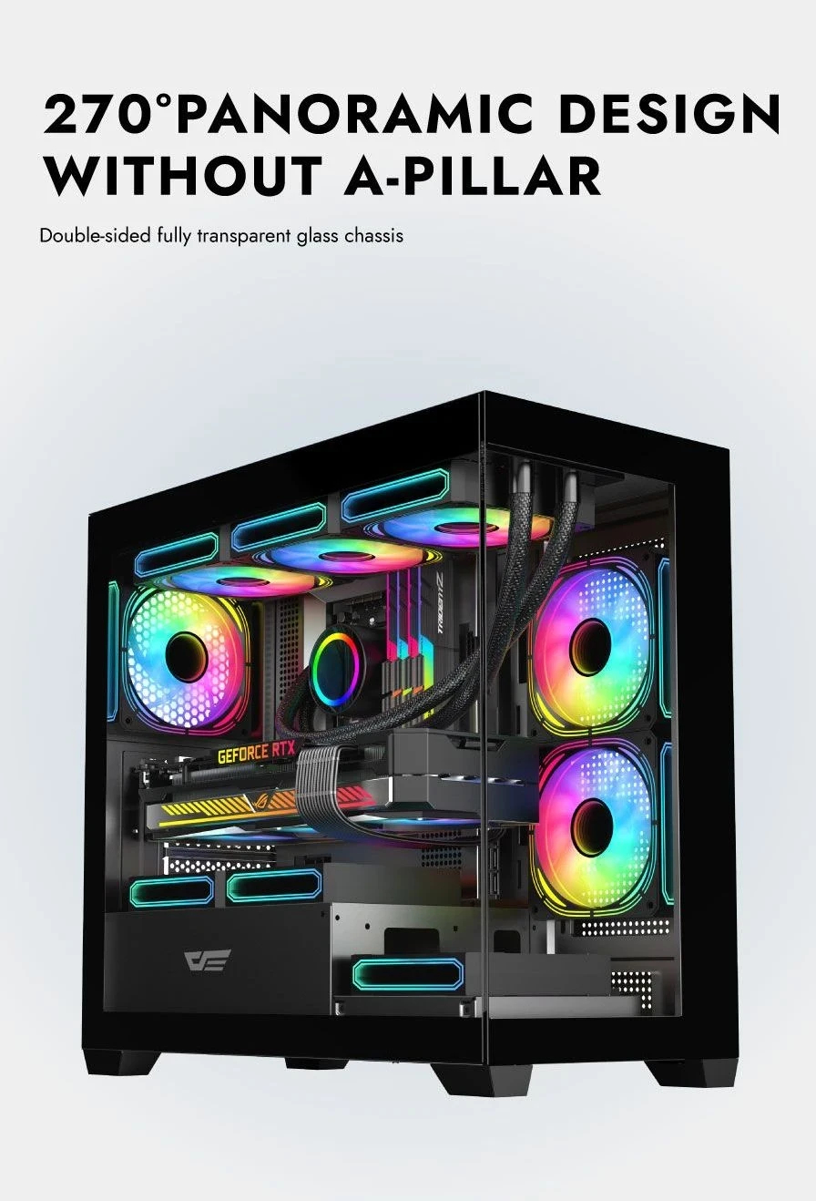 Darkflash кутия Case mATX - DS900M White - 6 x 120 mm Infinity Mirror A-RGB