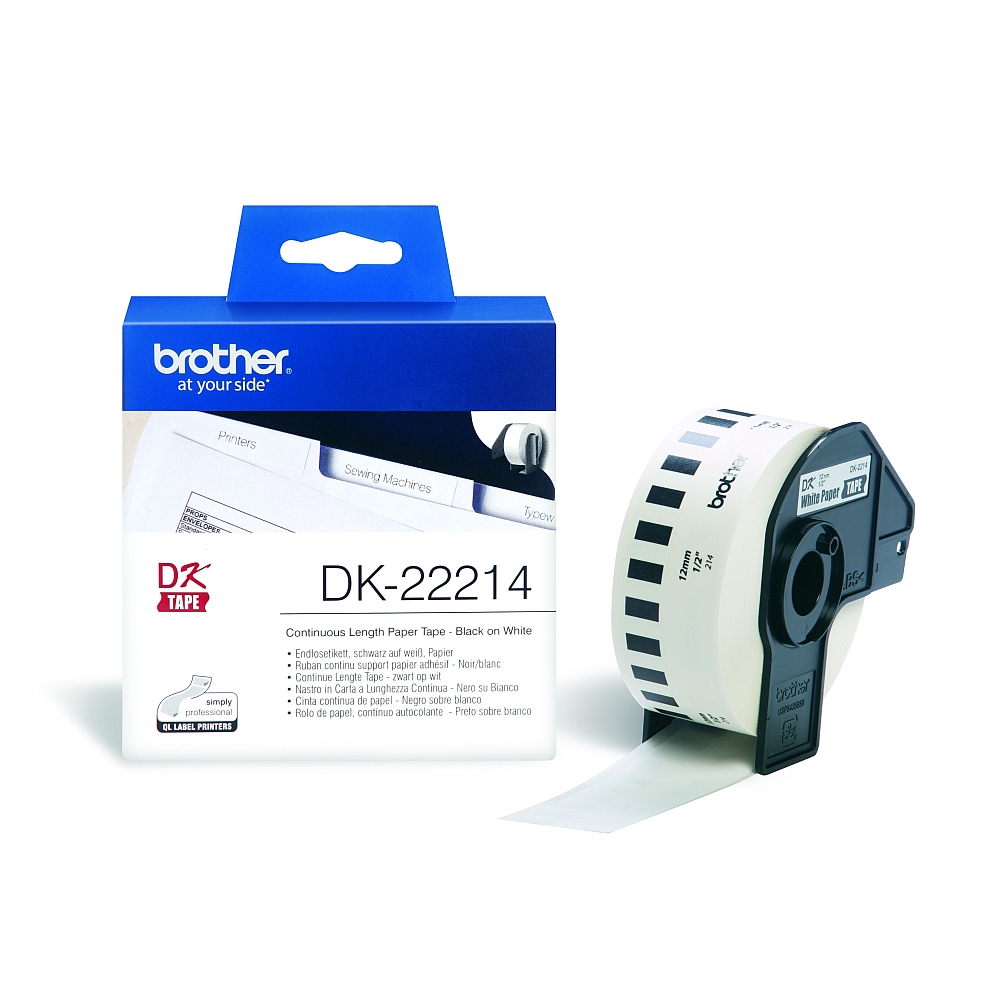 Brother DK-22214 White Continuous Length Paper Tape 12mm x 30.48m