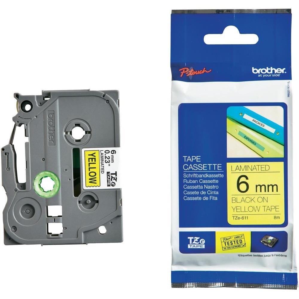 Brother TZe-611 Tape Black on Yellow