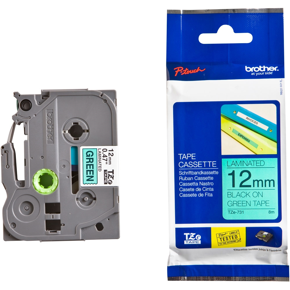 Brother TZe-731 Tape Black on Green