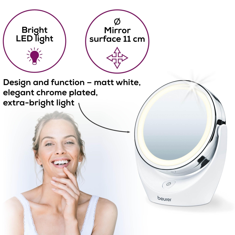 Beurer BS 49 lluminated cosmetic mirror; 12 LEDs; 5 x zoom; 2 mirrors; 11 cm