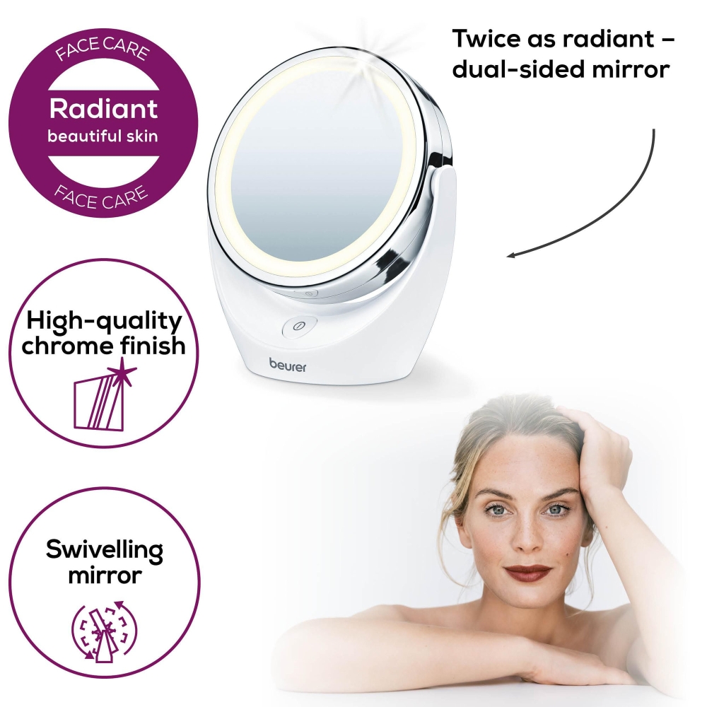 Beurer BS 49 lluminated cosmetic mirror; 12 LEDs; 5 x zoom; 2 mirrors; 11 cm