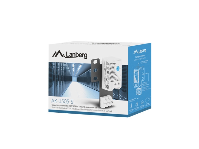 Lanberg closed-loop thermostat 10A for rack cabinets with 19" ear and terminal block