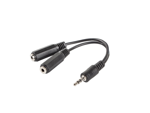 Lanberg adapter jack stereo (M) -> jack stereo (F) X2 10cm