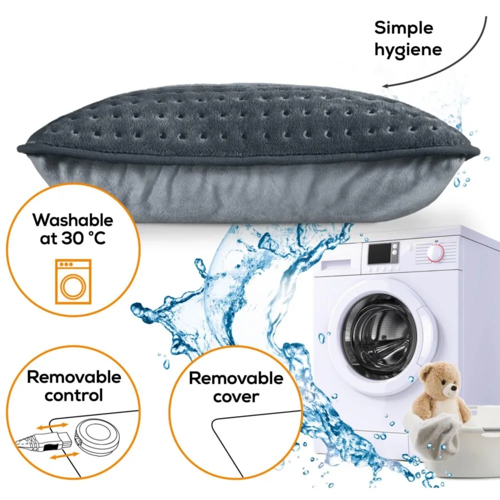 Beurer HK 48 Cosy Heat Pad; 3 temperature settings; auto switch-off after 90 min; washable on 30°; reversable cushion; with inner pad; removable switch; fleece fibre; 40(L)x30(W) cm