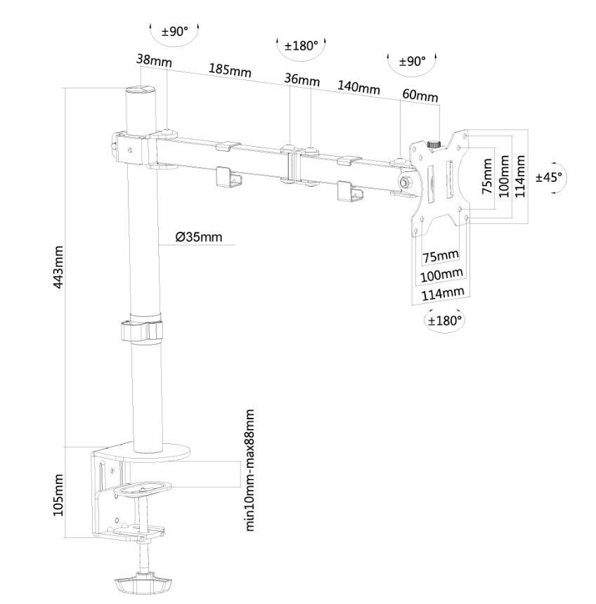Neomounts Flat Screen Desk Mount (clamp/grommet)
