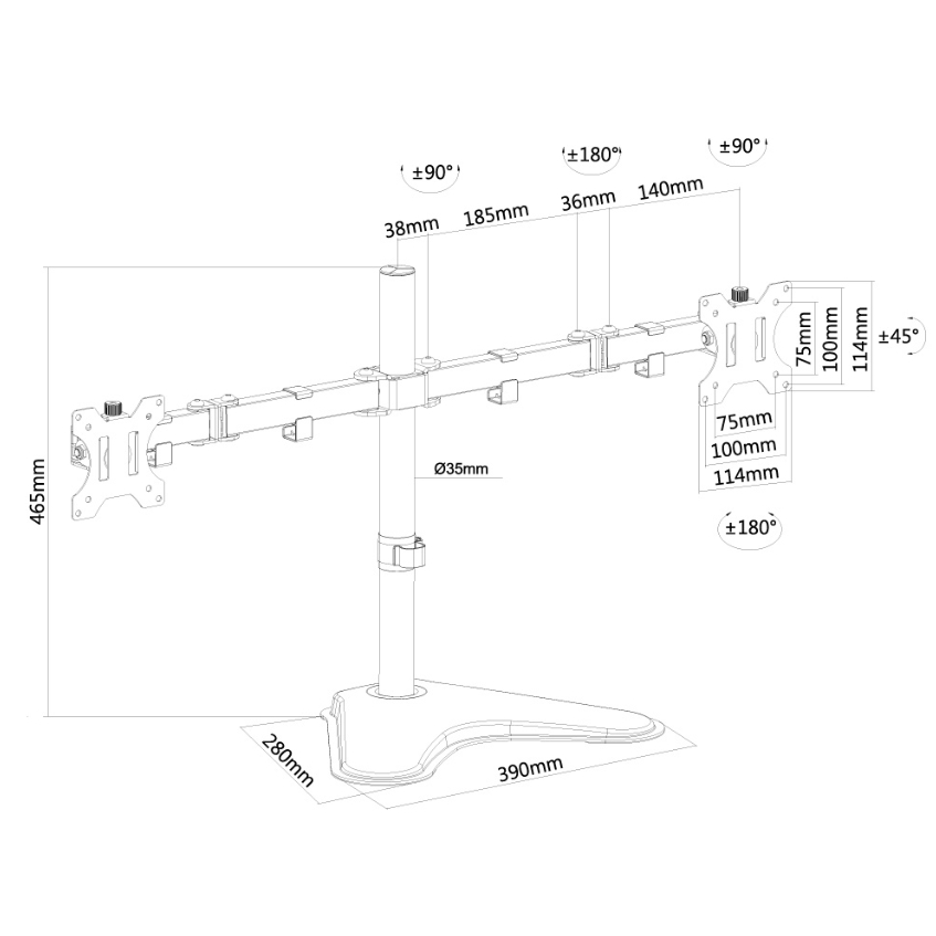 Neomounts Flat Screen Desk Mount (stand) for 2 Monitor Screens