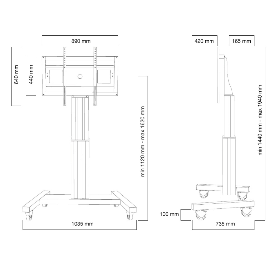 Neomounts Motorised Mobile Floor Stand - VESA 200x200 up to 800x600