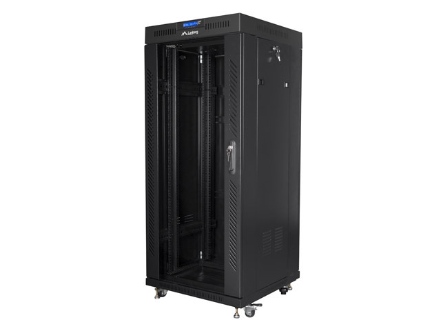 Lanberg rack cabinet 19" free-standing 27U / 600x600 self-assembly flat pack with glass door LCD