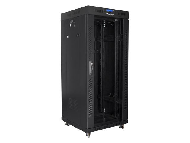 Lanberg rack cabinet 19" free-standing 27U / 600x600 self-assembly flat pack with glass door LCD