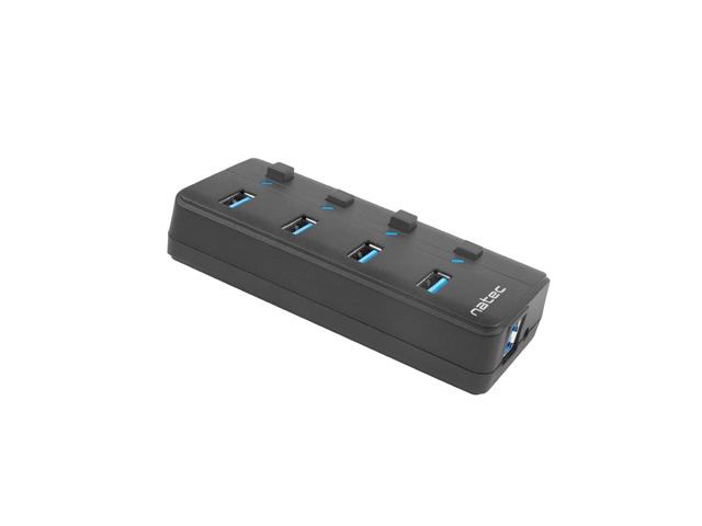 Natec USB 3.0 Hub Mantis 2 4-Port On/Off With AC Adapter