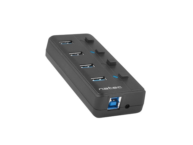Natec USB 3.0 Hub Mantis 2 4-Port On/Off With AC Adapter