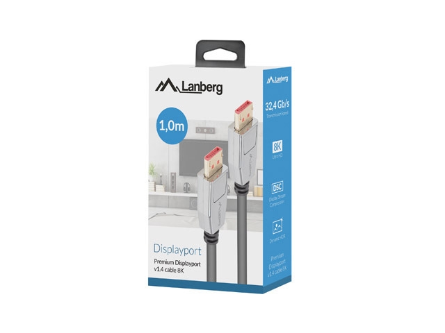 Lanberg display port cable M/M 20pin V1.4 8K 60Hz 1m