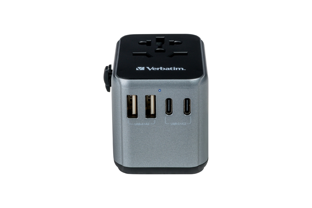 Verbatim UTA-03 Universal Travel Adapter with 1 x USB-C PD 30W & QC 3.0 / 2 x USB-C / 2 x USB-A