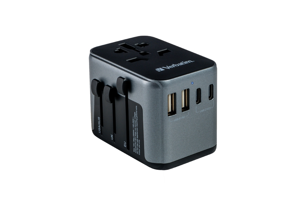 Verbatim UTA-03 Universal Travel Adapter with 1 x USB-C PD 30W & QC 3.0 / 2 x USB-C / 2 x USB-A