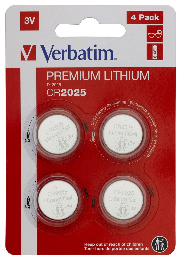 Verbatim Lithium Battery CR2025 3V 4 Pack