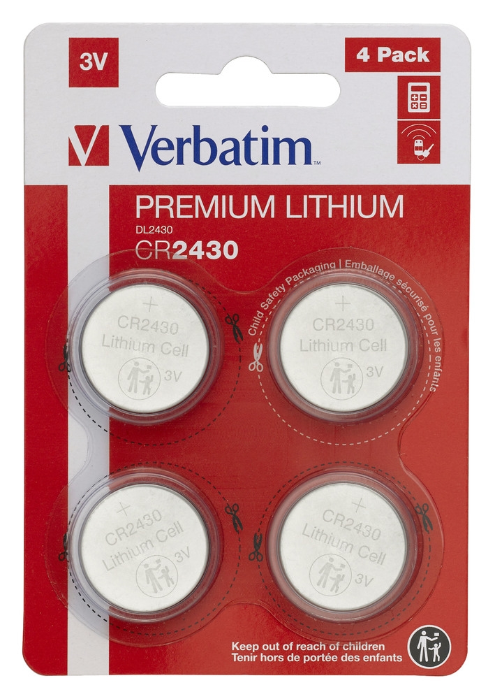 Verbatim Lithium Battery CR2430 3V 4 Pack