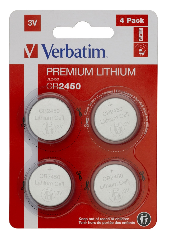 Verbatim Lithium Battery CR2450 3V 4 Pack