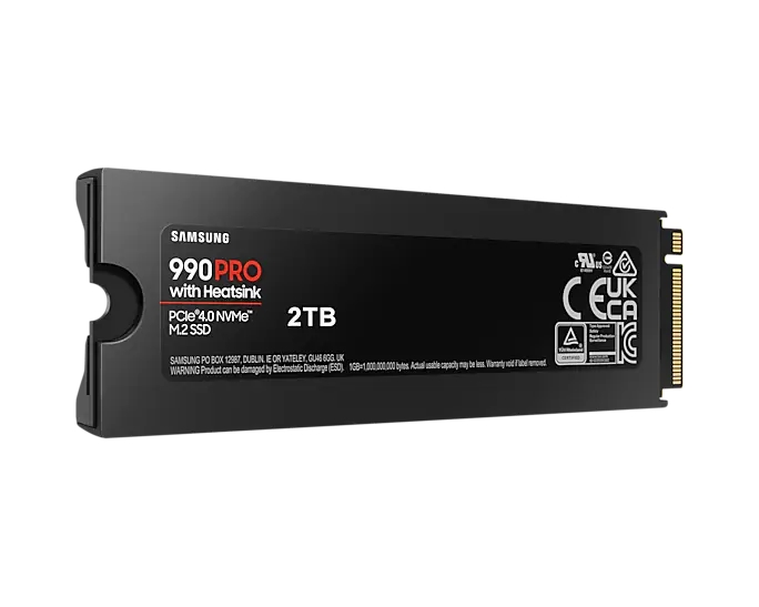 Samsung SSD 990 PRO 2TB Heatsink PCIe 4.0 NVMe 2.0 M.2 V-NAND 3-bit MLC