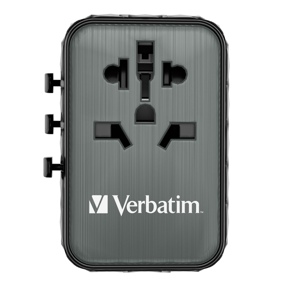 Verbatim UTA-05 GaN III Universal Travel Adapter with 2 x USB-C PD 65W & QC 4+ / 2 x USB-A