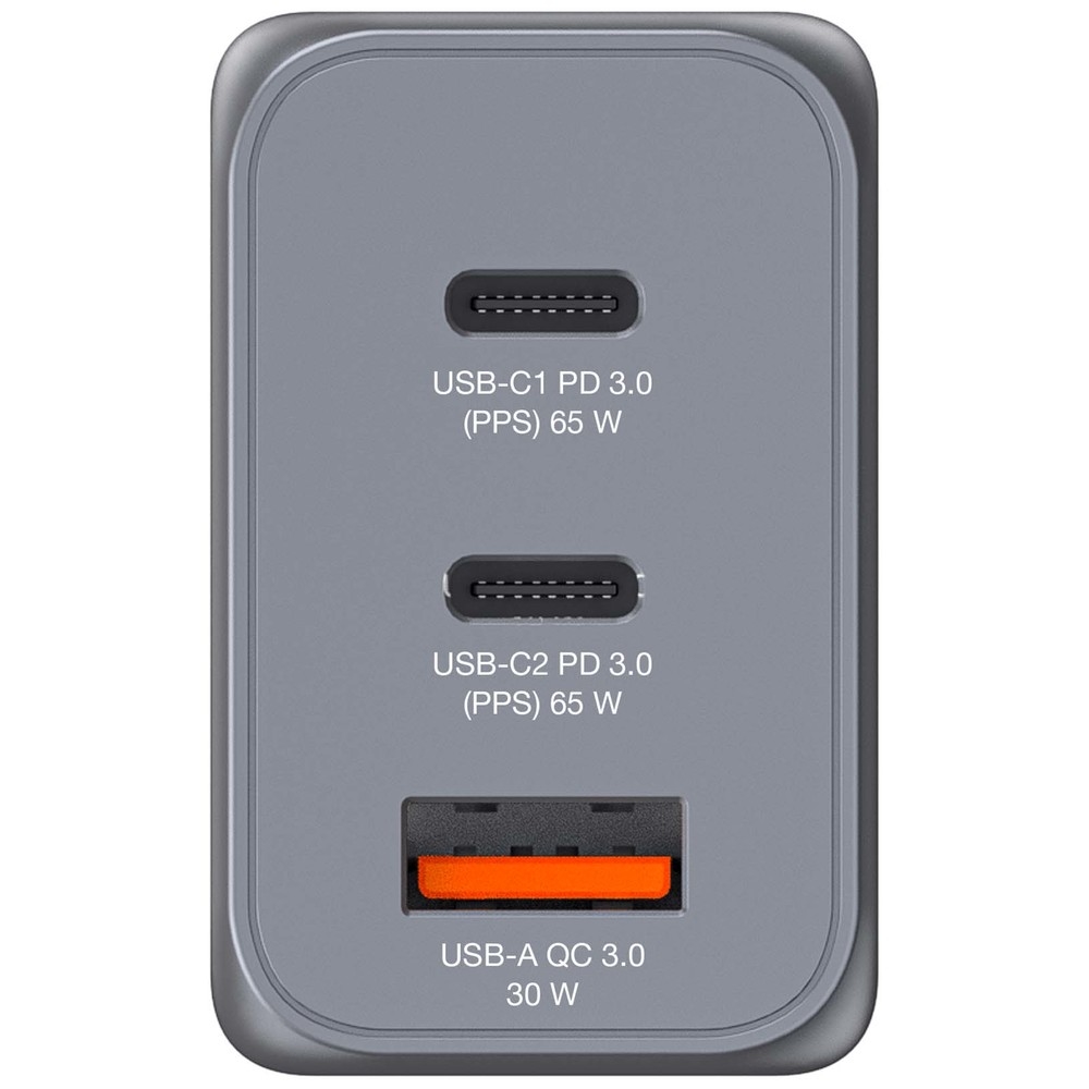 Verbatim GNC-65 GaN Charger 3 Port 65W USB A/C (EU/UK/US)