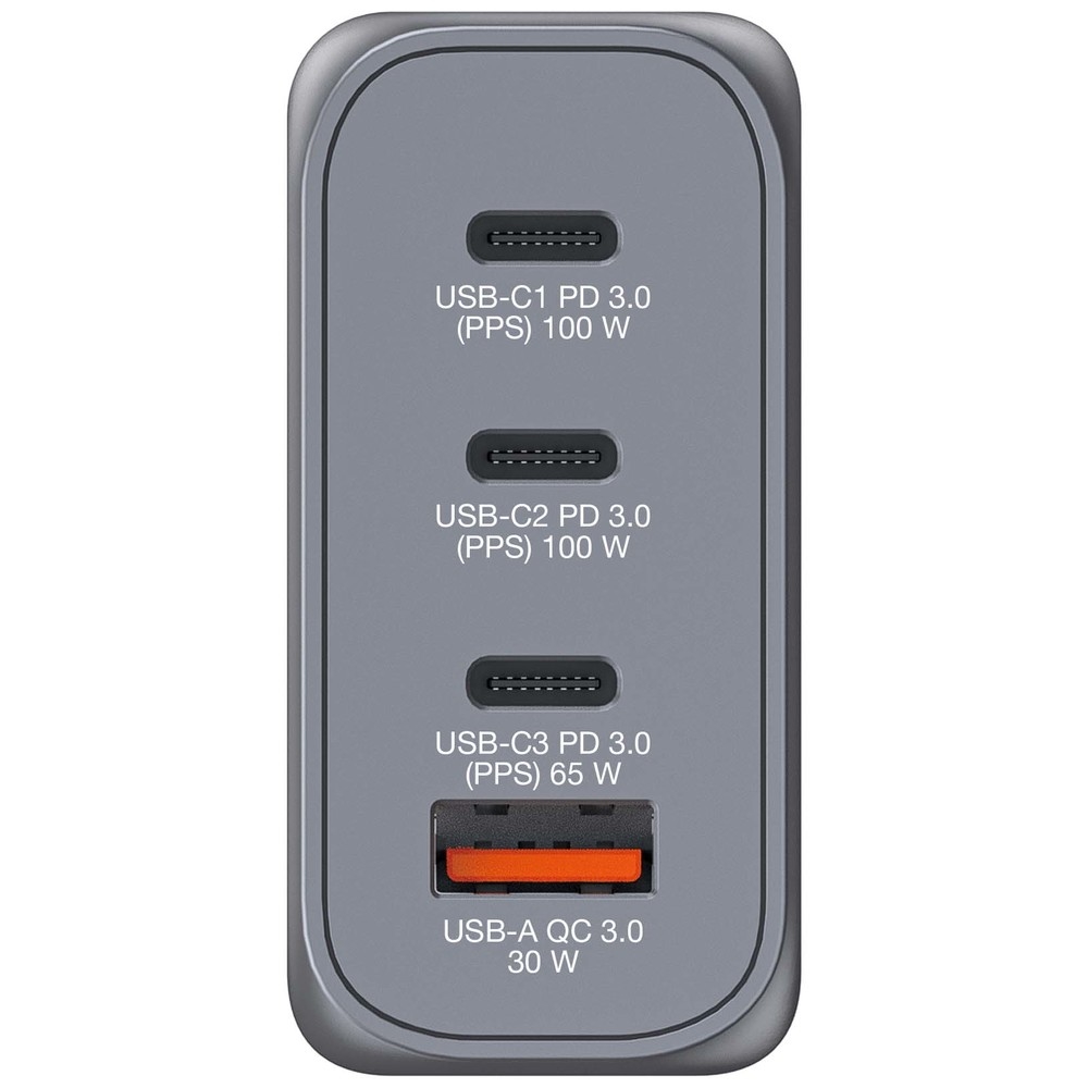 Verbatim GNC-100 GaN Charger 4 Port 100W USB A/C (EU/UK/US)