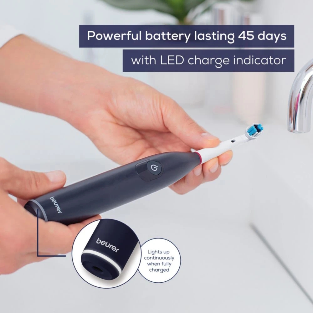 Beurer TB 50 Electric toothbrush; Integr. pressure sensor; 3 cleaning programs; 45 days Battery life; 2-min timer; Oscillating